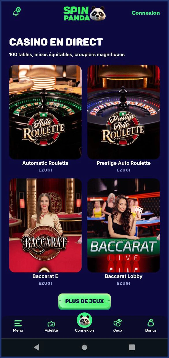 Découvrez les shows interactifs dans le casino en direct de Spinpanda